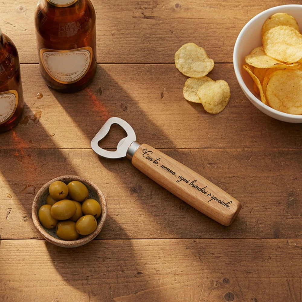 Accessorio bar in legno inciso con frase personalizzata