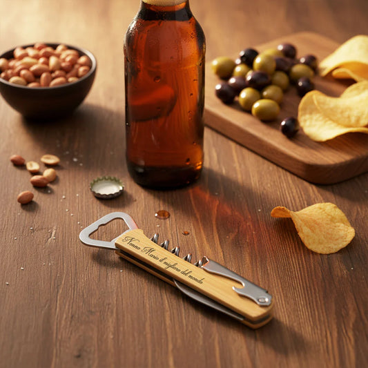 Apribottiglie multiuso personalizzato per il nonno con dedica