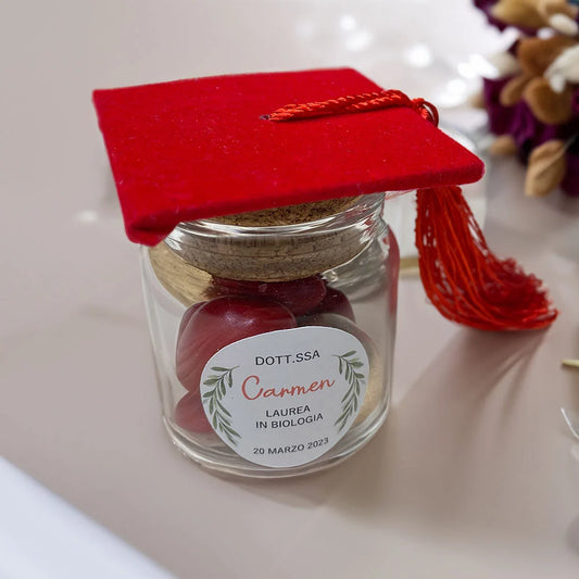 Barattolo in Vetro Con Cappello Laurea