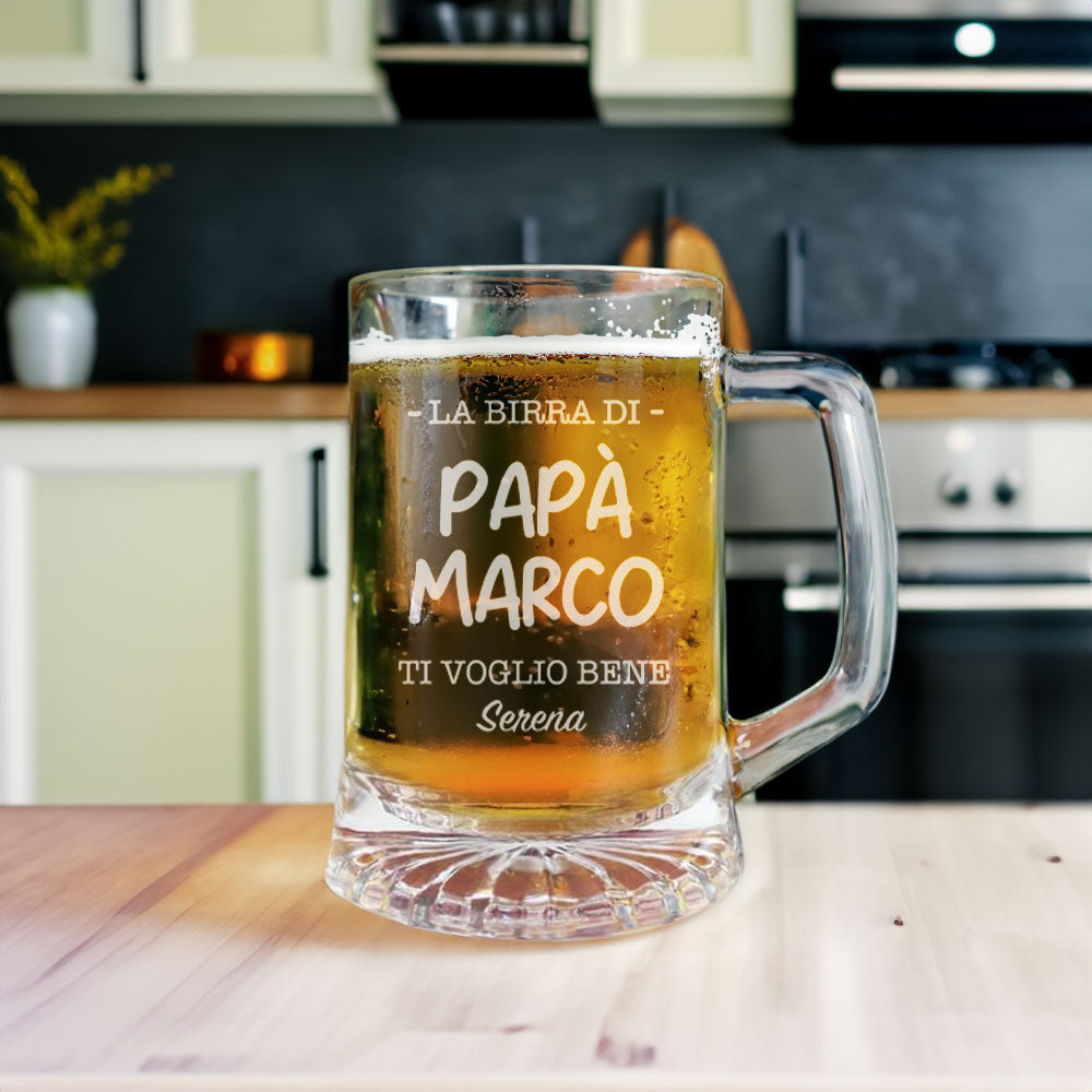 Boccale per Birra "La Birra di Papà" - Idea Regalo per il Papà