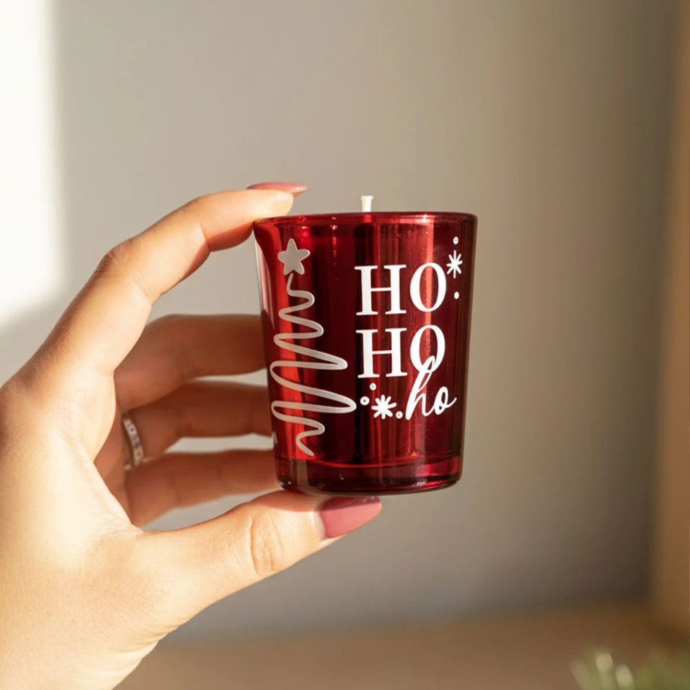 Candela artigianale con fragranza alla fragola per Natale