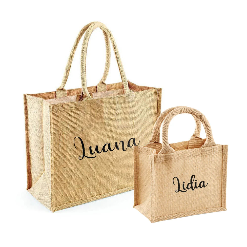 Coppia di borse in juta