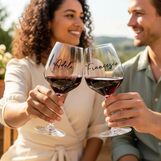 Set 2 calici per vino personalizzabili con nome