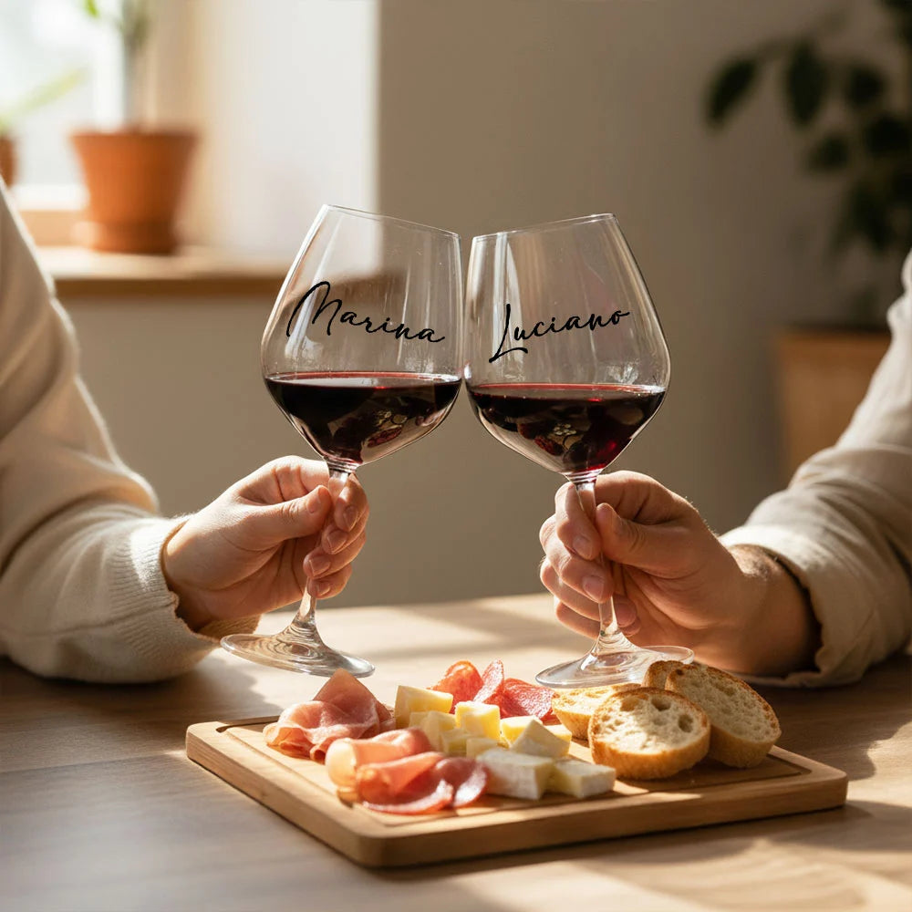 Set 2 calici per vino personalizzabili con nome