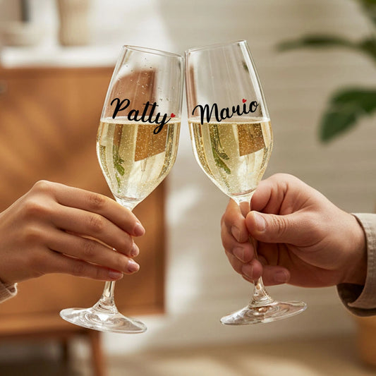 Coppia di Flute con nome in rilievo