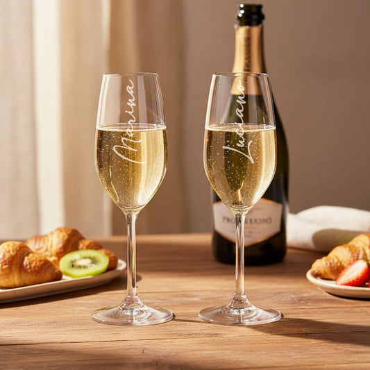 Set 2 bicchieri flûte con nome