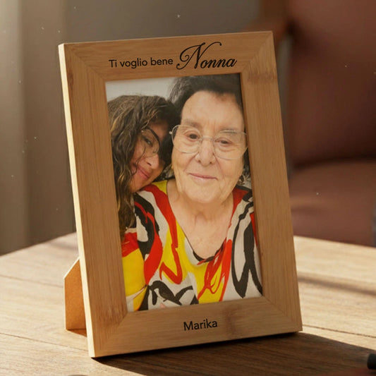Cornice Portafoto Personalizzata per i Nonni - Quadretto in Bambù Naturale