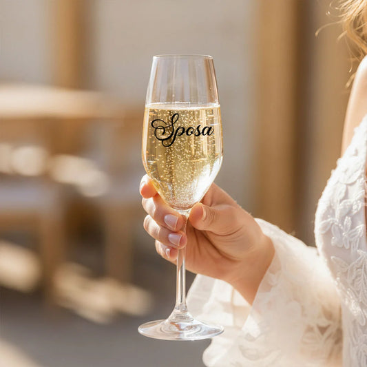 Coppia di flûte personalizzati Sposo e Sposa in vetro