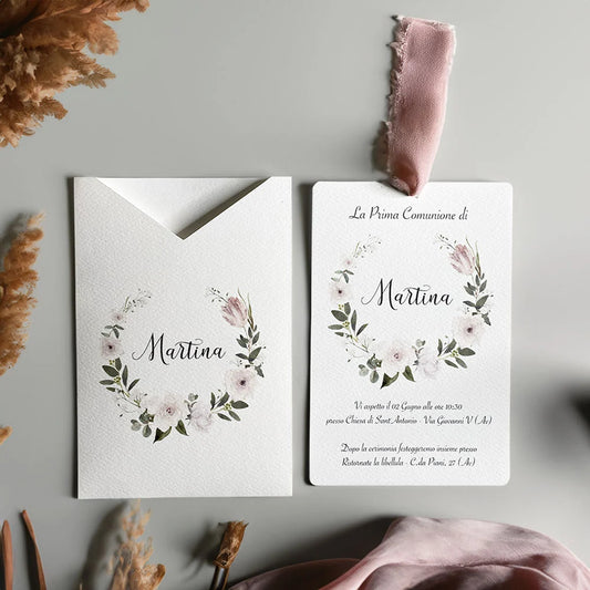 Set con Busta a Portafoglio - Ghirlanda Rosa Antico