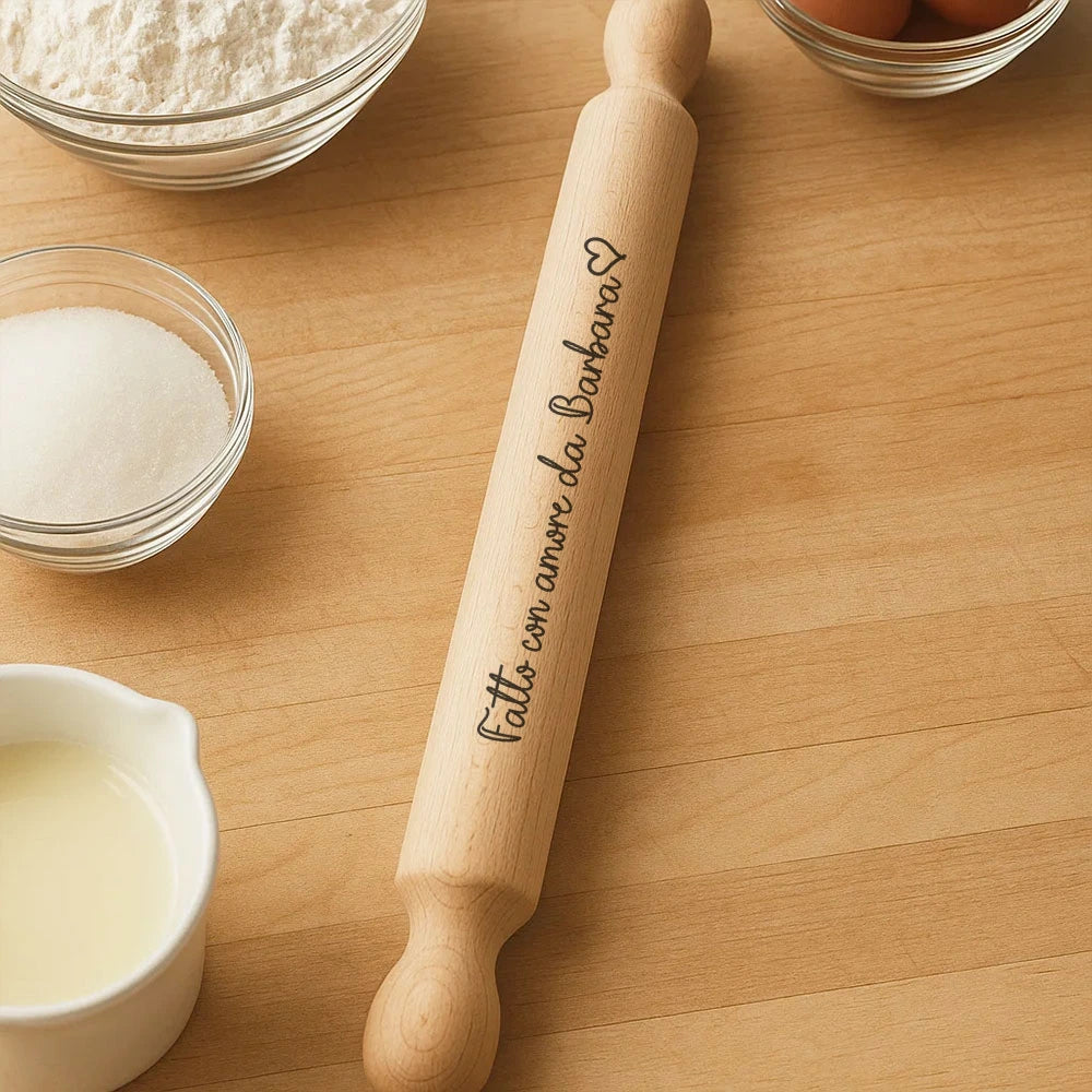 Mattarello in legno regalo personalizzato per cucina
