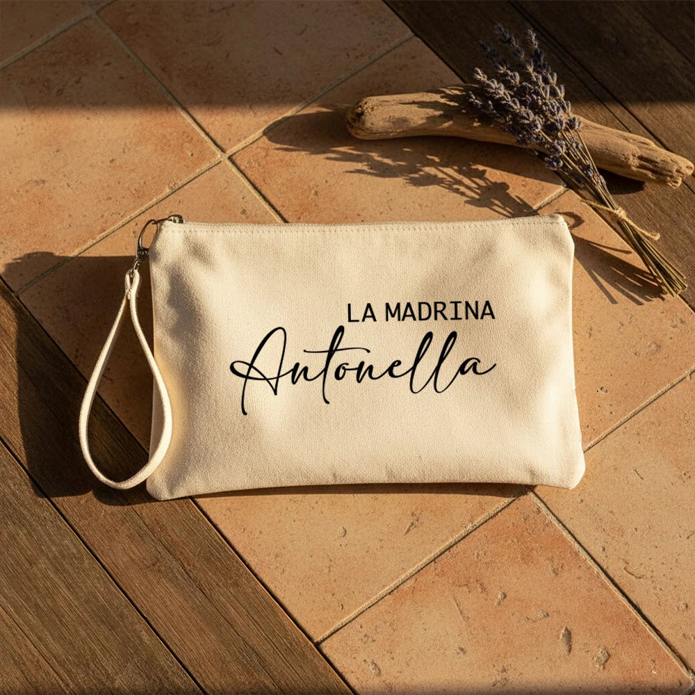 Pochette personalizzata per madrina con nome e dedica