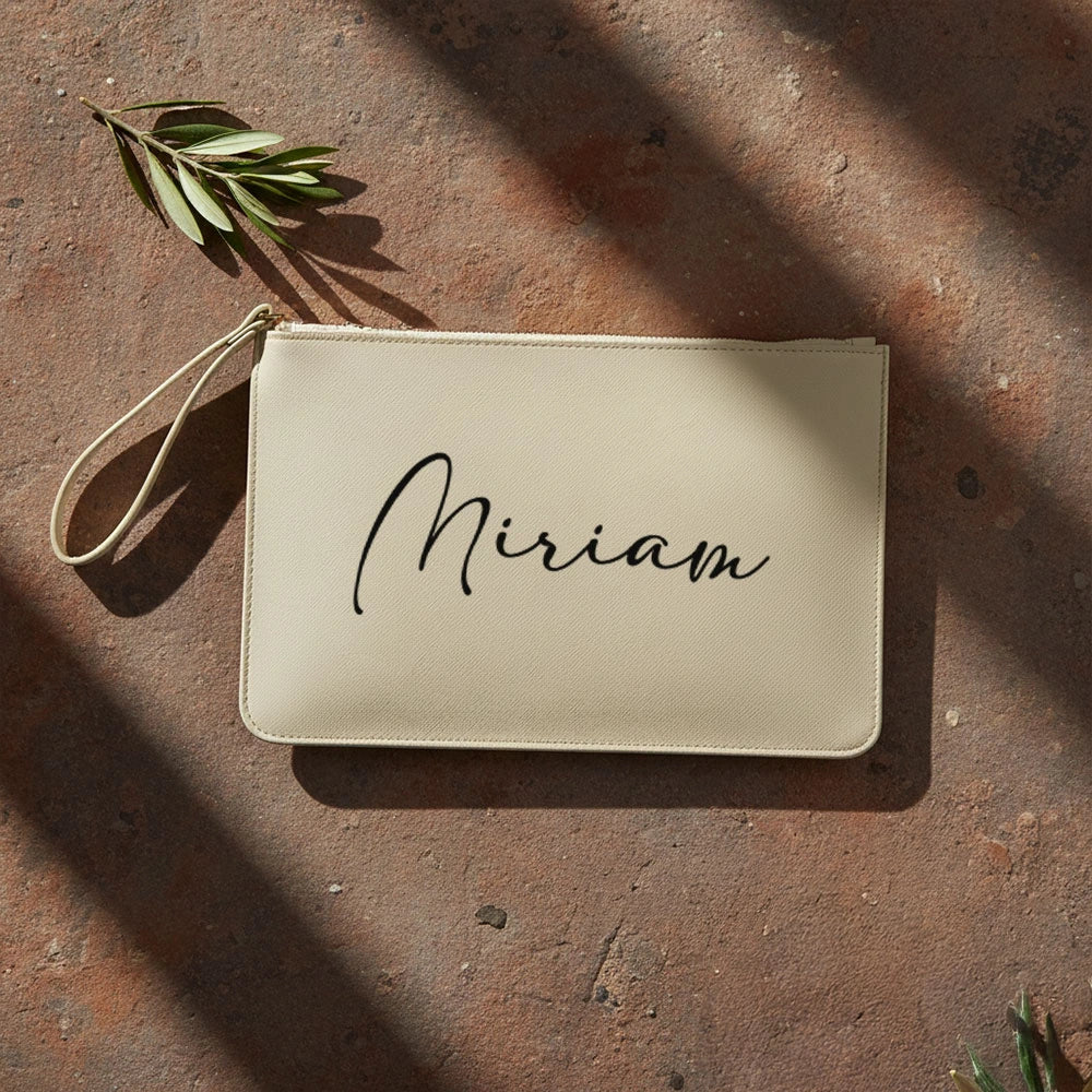 Pochette personalizzata in pelle saffiano con nome