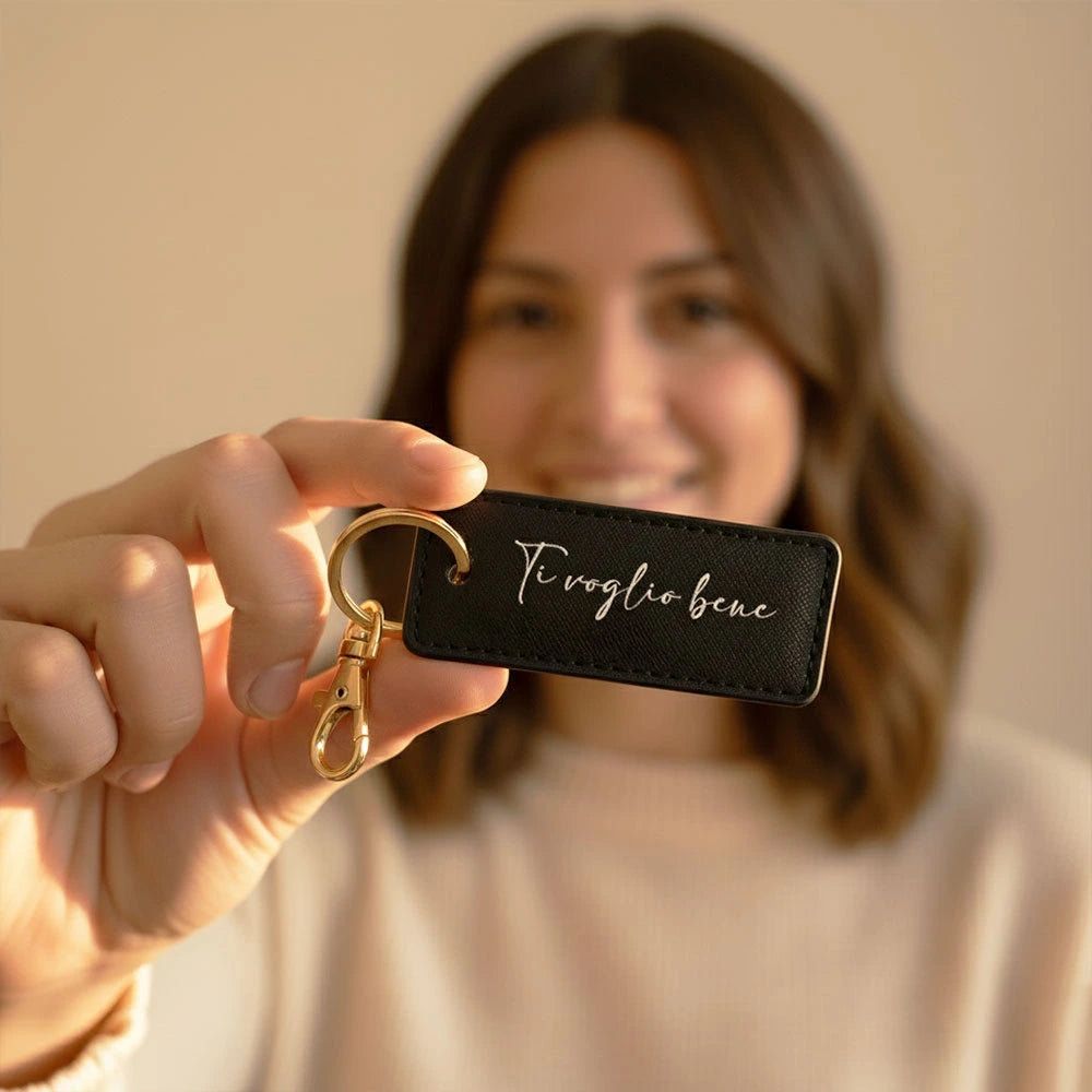 Portachiavi con frase e gancio oro
