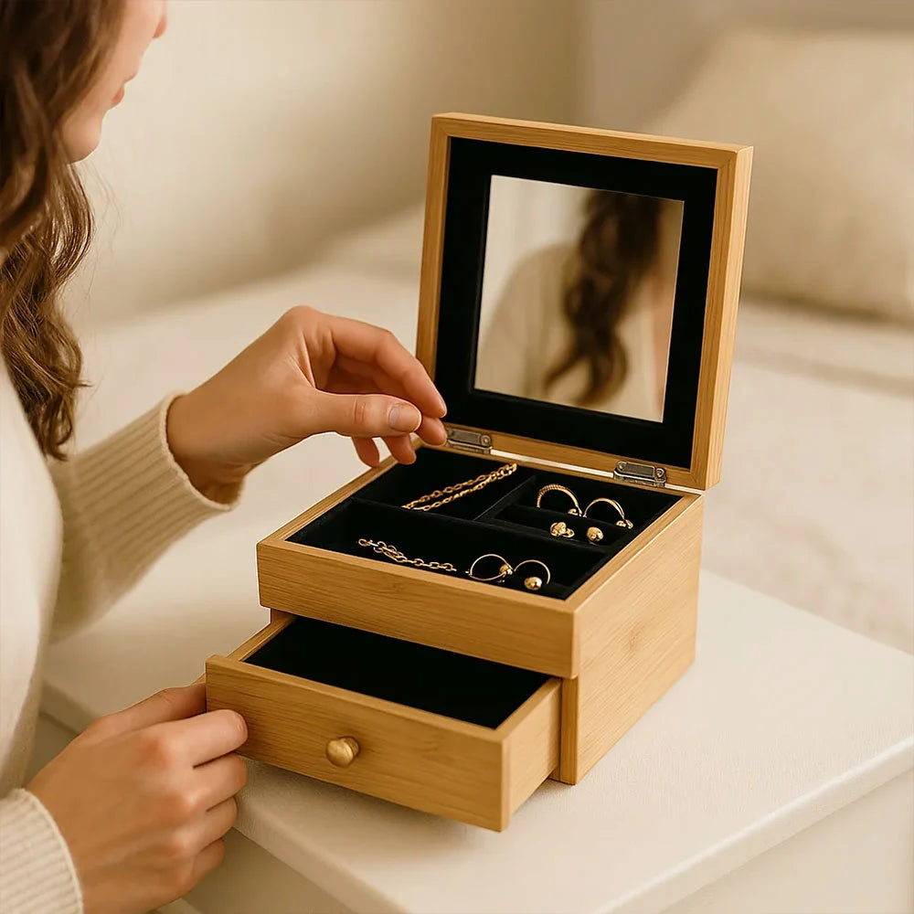 Portagioie in Bambù con Specchio