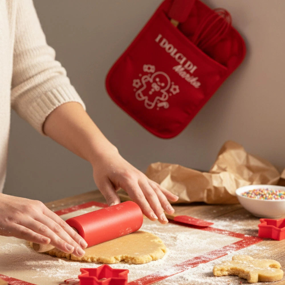 Custodia rossa natalizia con scritta I dolci di e nome personalizzato