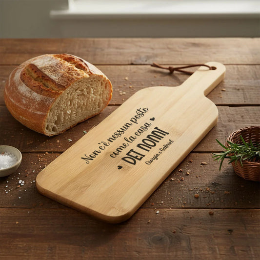 Tagliere in bambù personalizzato con frase incisa per i nonni