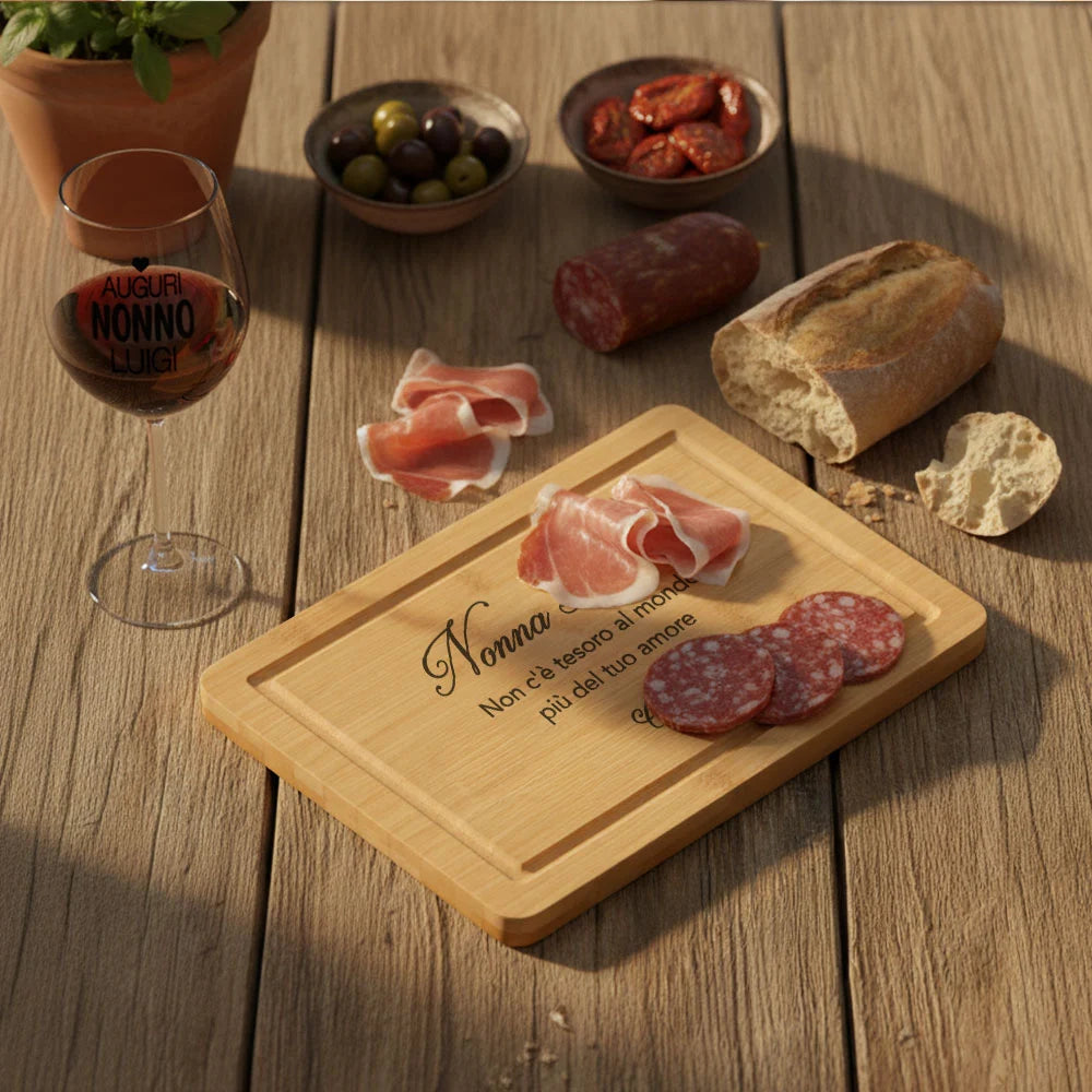 Tagliere in legno naturale inciso regalo Festa dei Nonni
