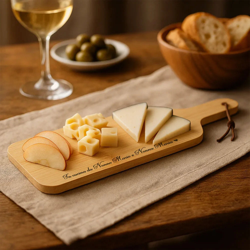 Tagliere in bambù personalizzato con incisione frase