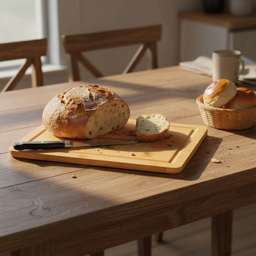 Tagliere personalizzato con nomi dei nipoti e frase centrale