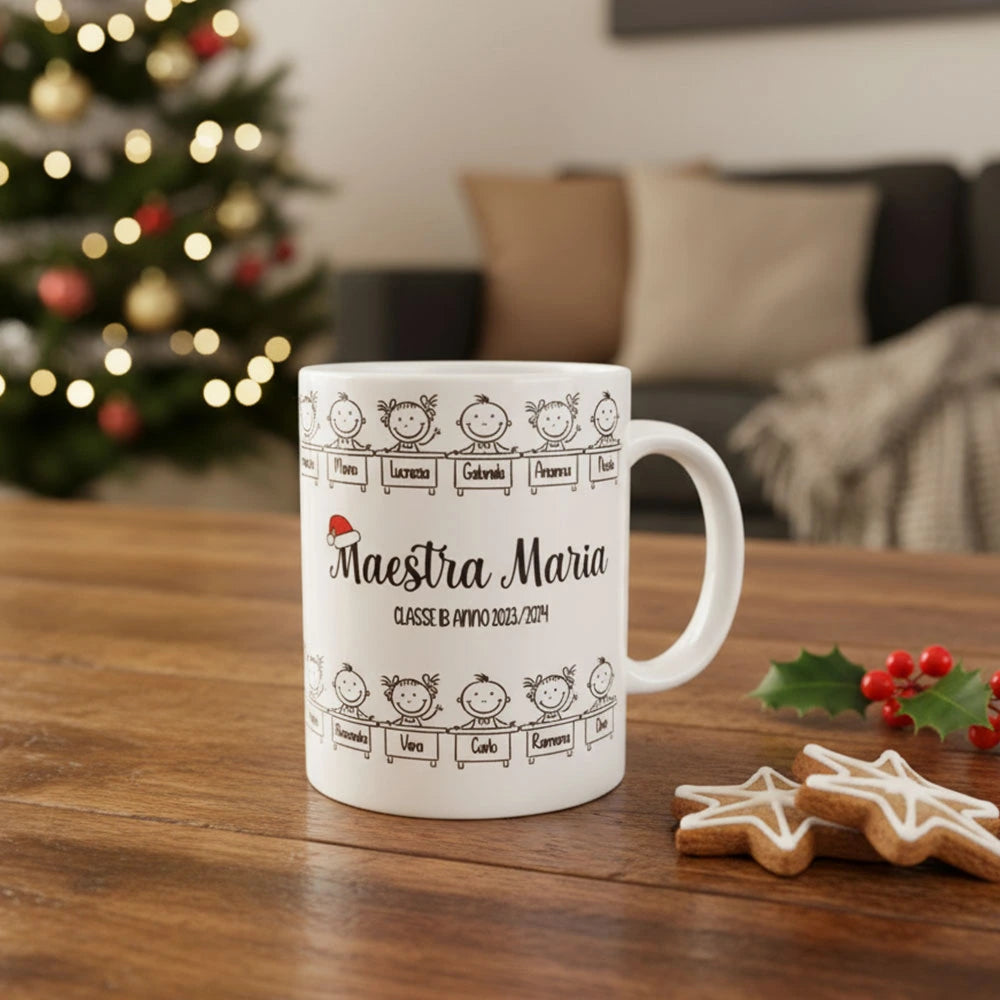 Tazza di Natale per maestre con alunni