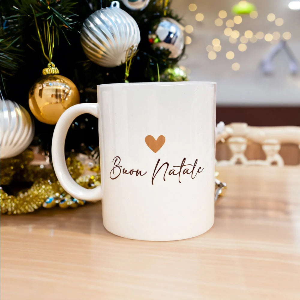 Retro Tazza con renna e nome - Modello Gold