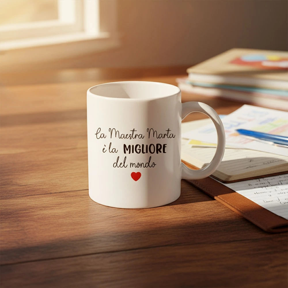 Tazza personalizzata "Maestro/Maestra migliore del mondo"