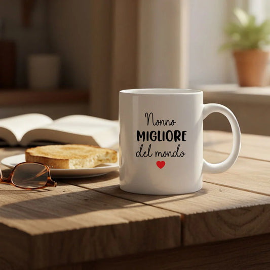 Tazza in ceramica con scritta Nonno migliore del mondo
