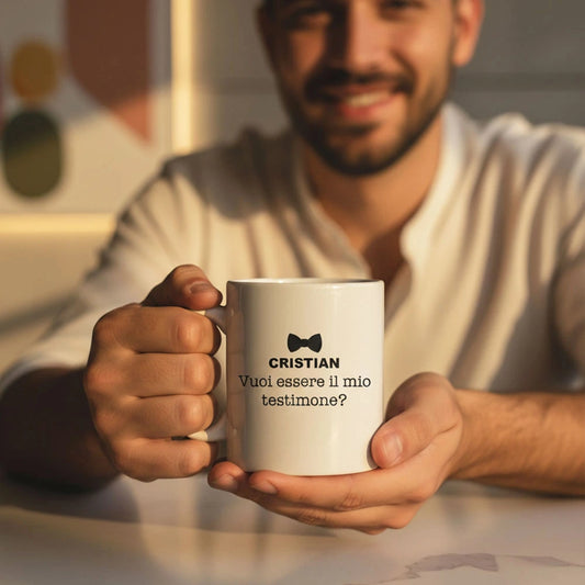 Tazza personalizzata "Vuoi essere il mio testimone?"