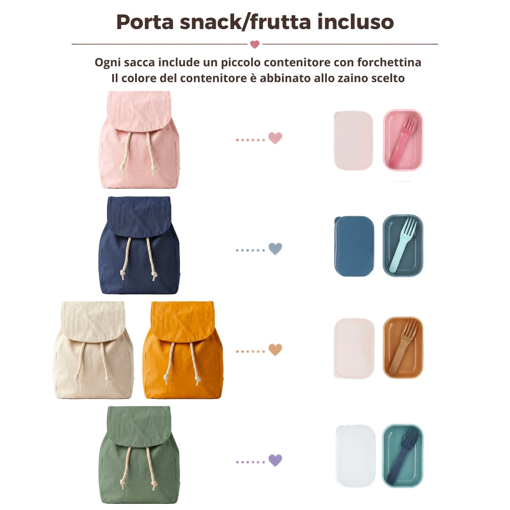 Zaino e portamerenda coordinati per nido e scuola dell’infanzia