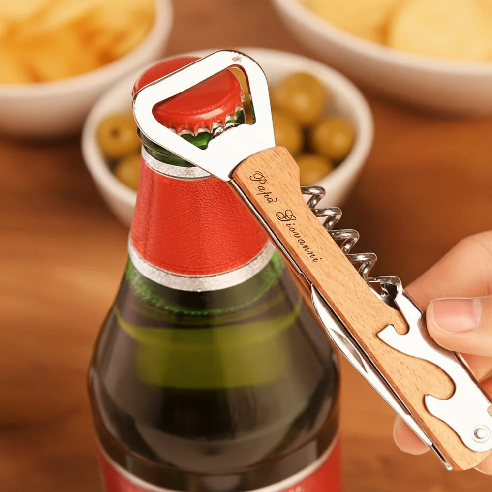 Apribottiglie con cavatappi da incidere