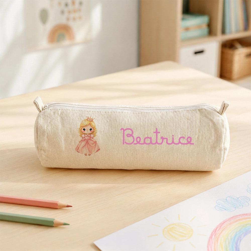 astuccio in cotone con nome e disegno