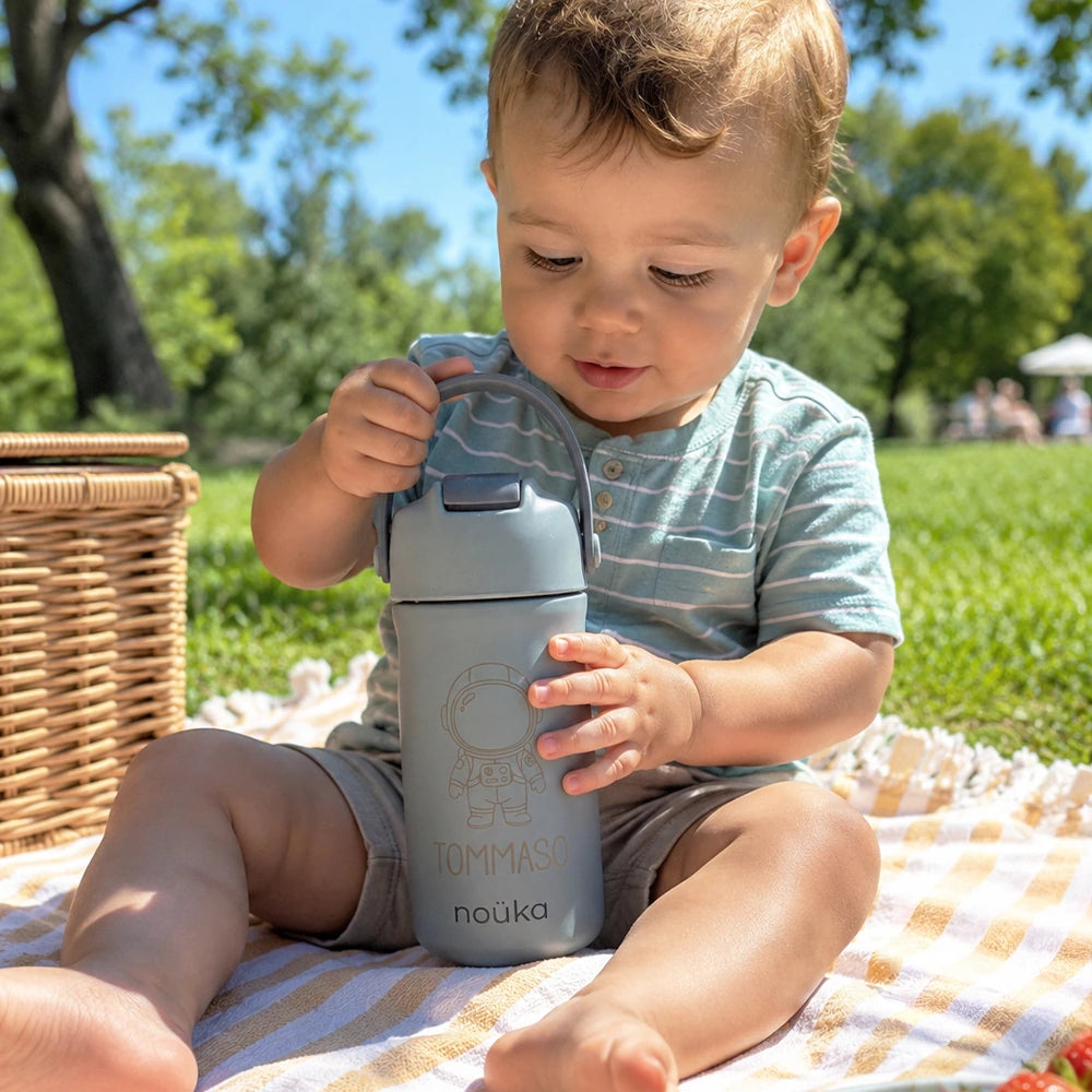 Borraccia termica blu personalizzata per bambini

