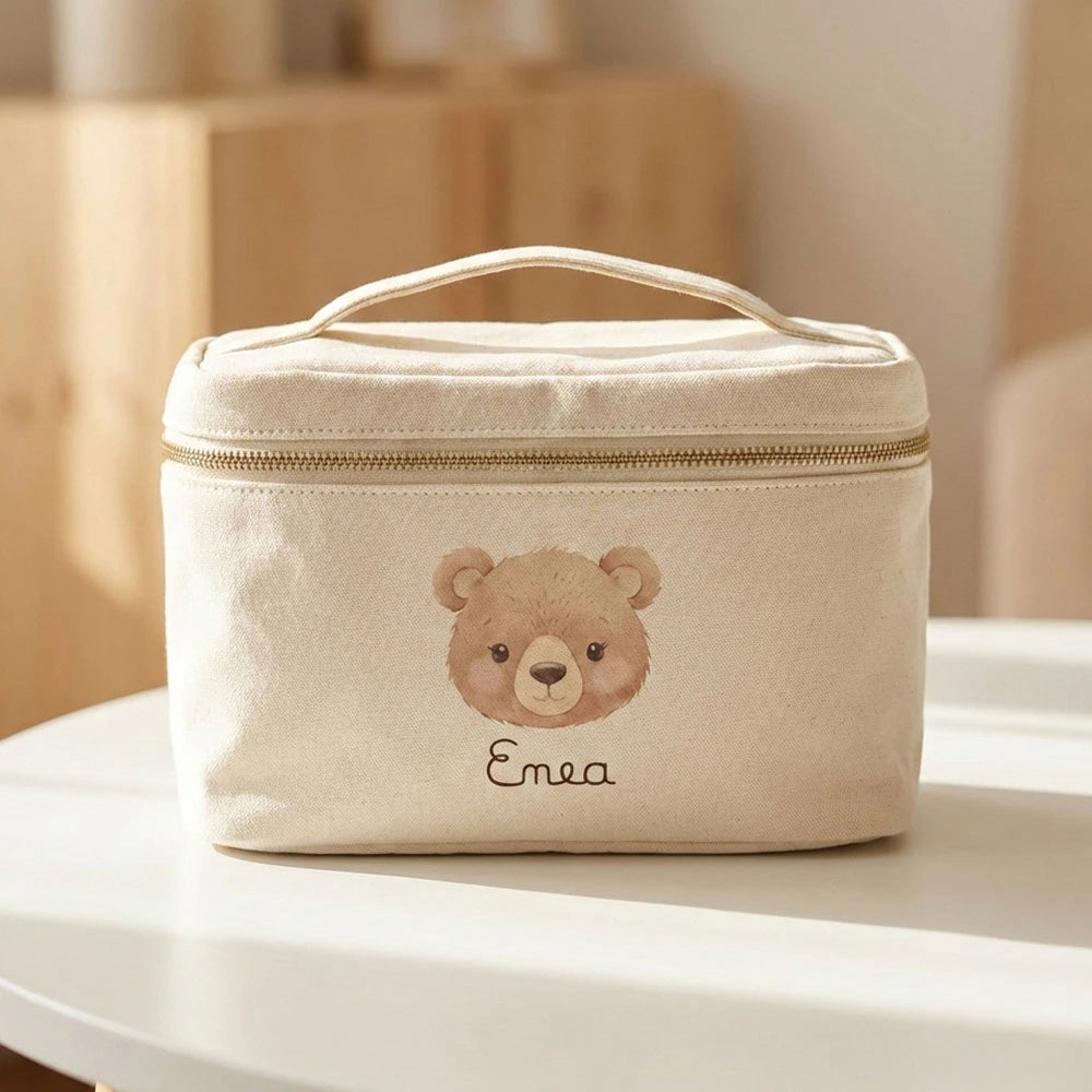 Beauty case per bambini in tela di cotone personalizzata con nome