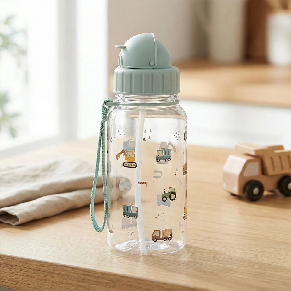 Borraccia azzurra con camion