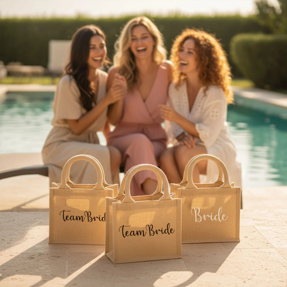 Set 5 Borse Juta "Bride - Team Bride" 