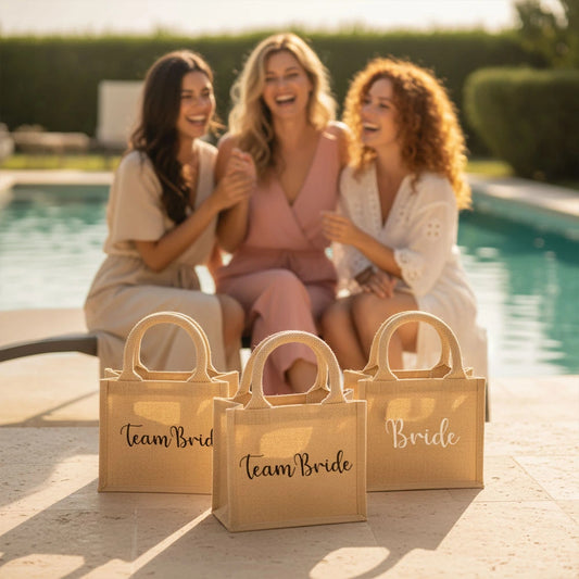 Set 5 Borse Juta "Bride - Team Bride" 