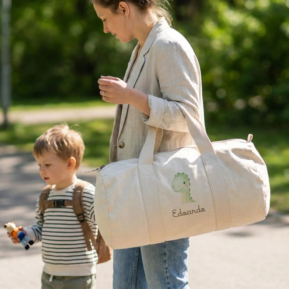 Dettaglio stampa nome pressata a caldo su cotone biologico