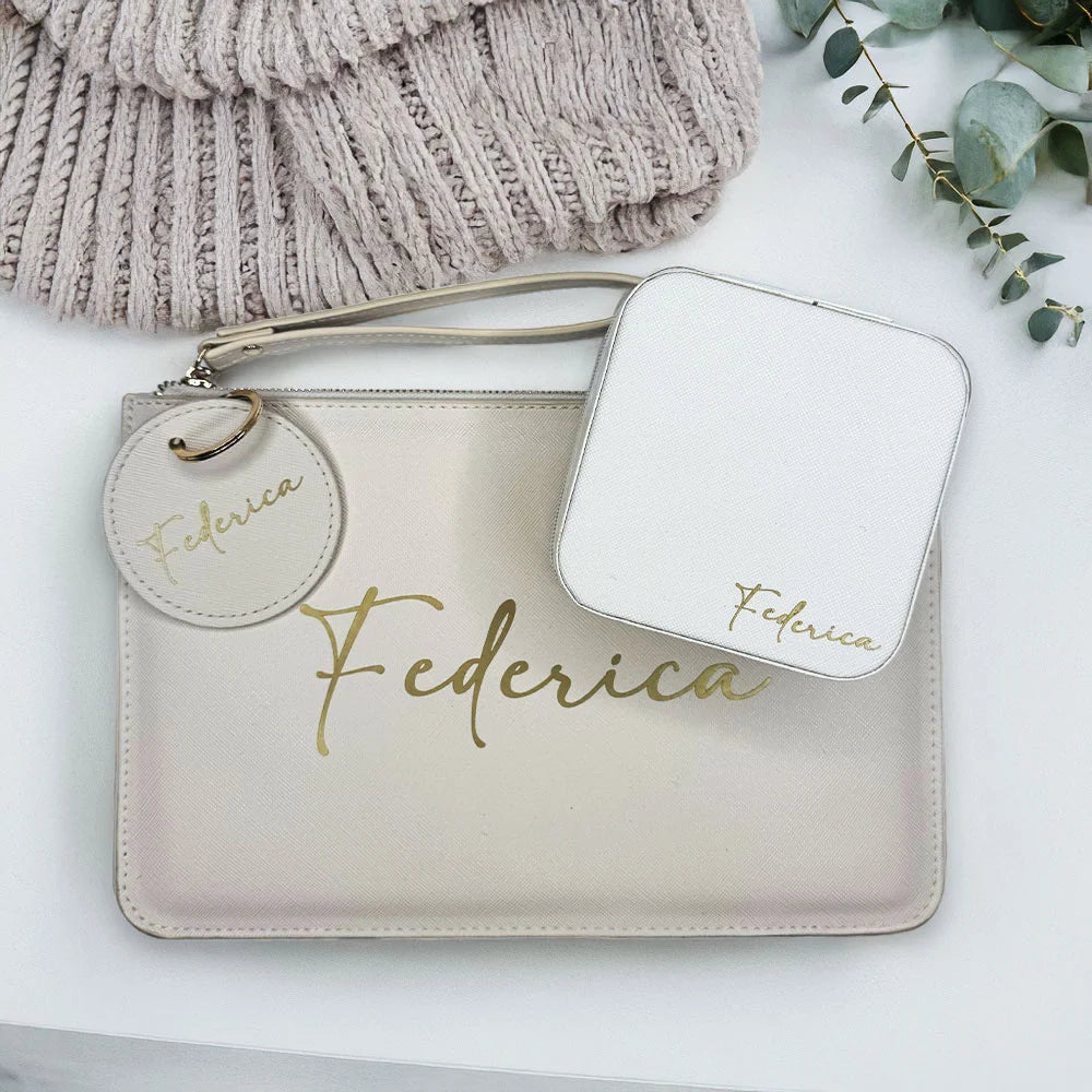 Box con Portagioie, Portachiavi e Pochette in pelle