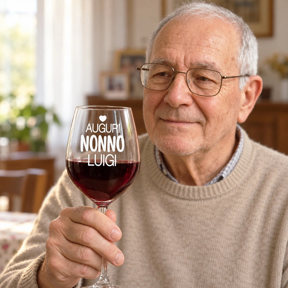 Calice vino rosso per nonno personalizzato per festa nonni