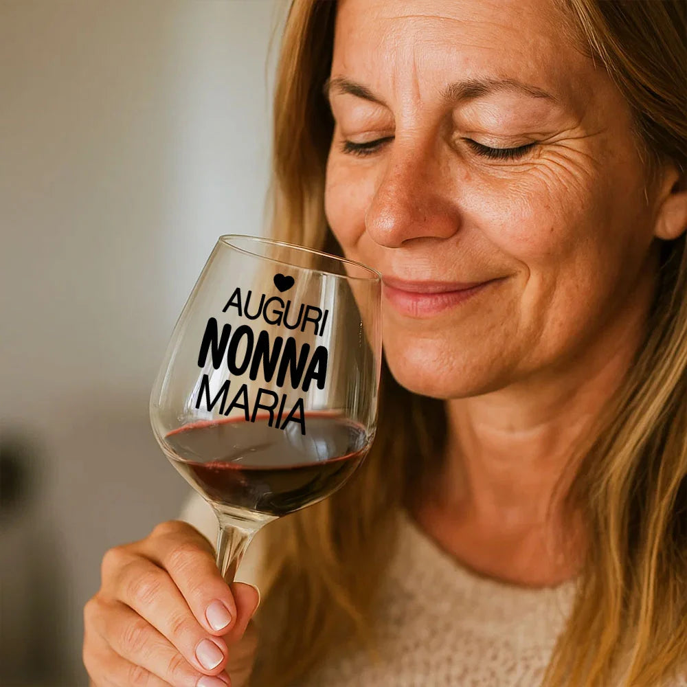Calice in vetro personalizzato con nome per nonna