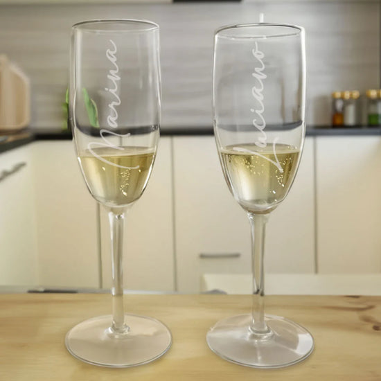 Set 2 bicchieri flûte personalizzabili con nome