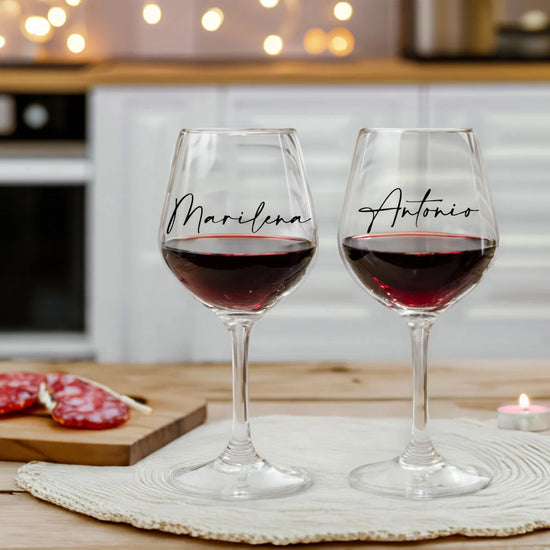 Set 2 calici per vino personalizzabili con nome