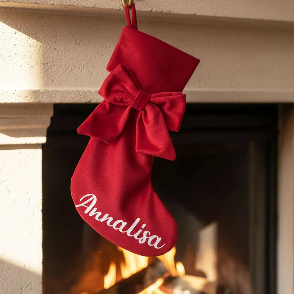 Calza della befana con fiocco rosso