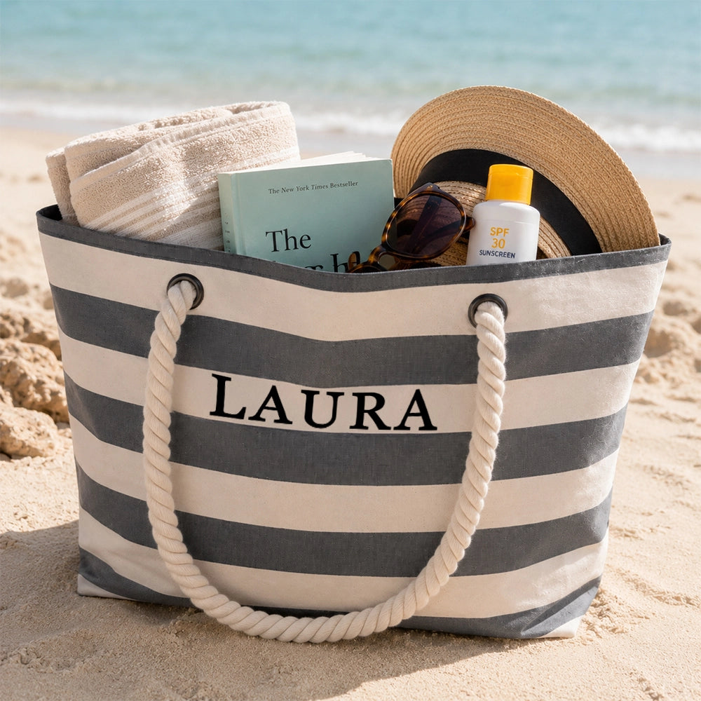 Borsa da spiaggia grande 45 x 35 x 18 cm con design a righe