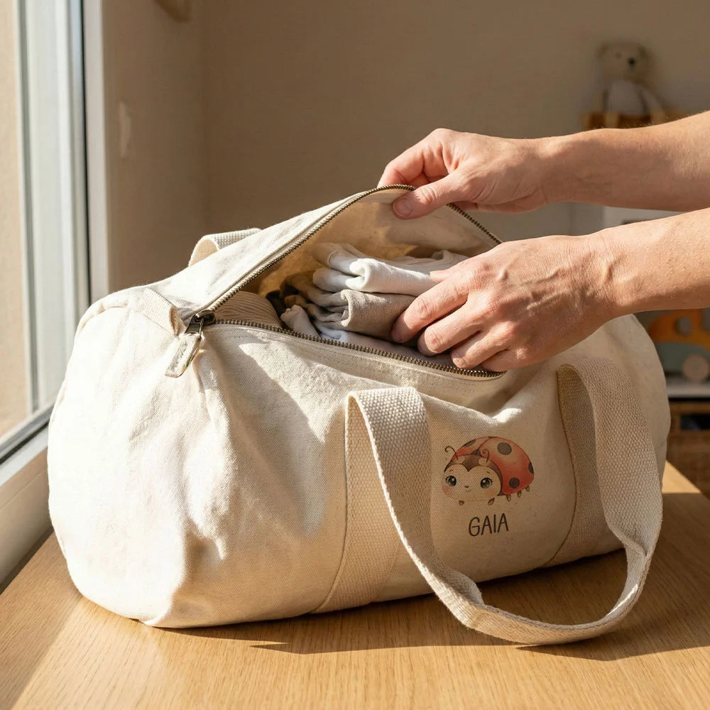 Borsone per mamma con ampia apertura e zip superiore