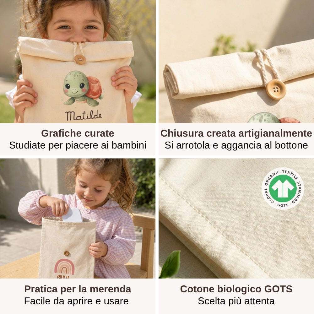 Sacca pranzo con contenitore per bambini asilo