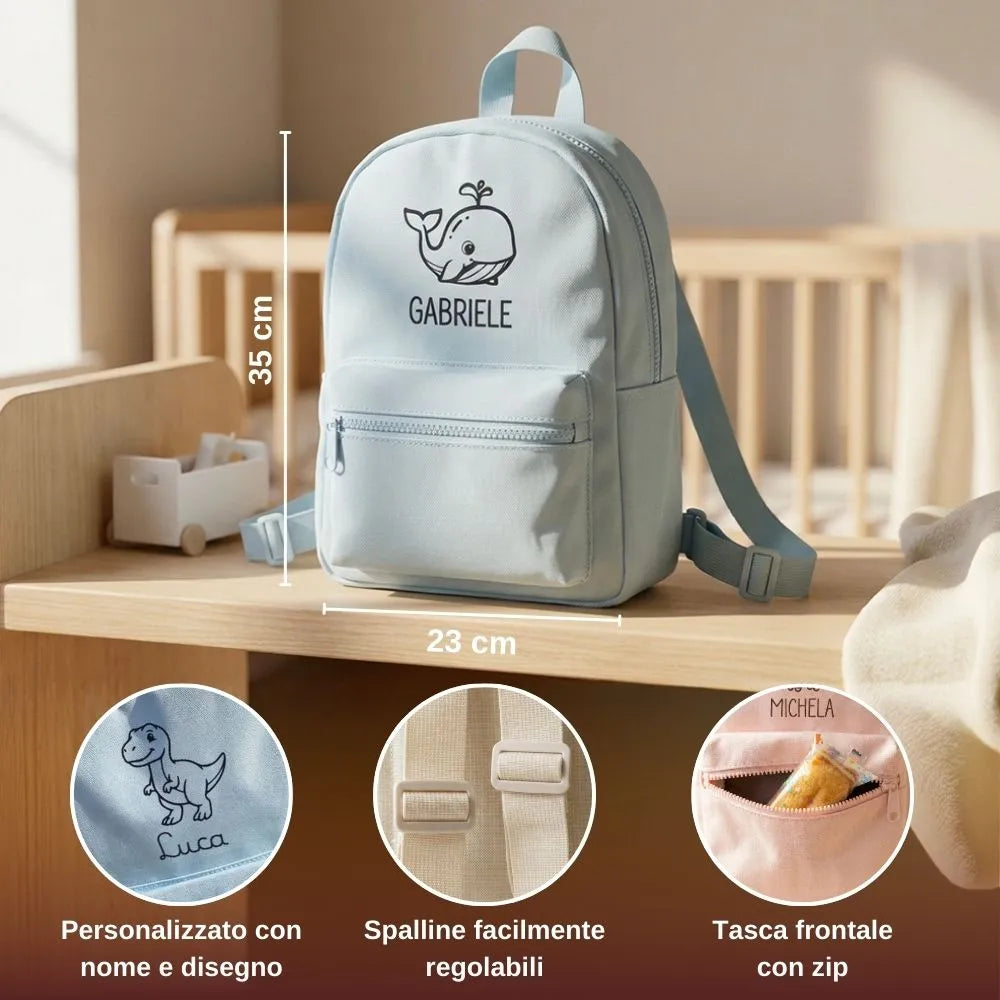 Dettaglio della personalizzazione con nome e disegno a scelta