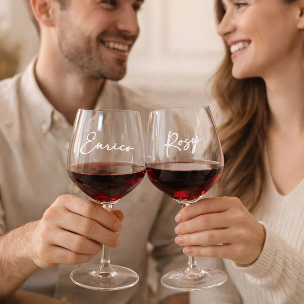 bubbleshirt Coppia Calici Vino Personalizzabili con nome SanValentino Cuori Innamorati Love 50cl bubbleshirt Coppia Calici Vino Personalizzabili con nome SanValentino Cuori Innamorati Love 50cl