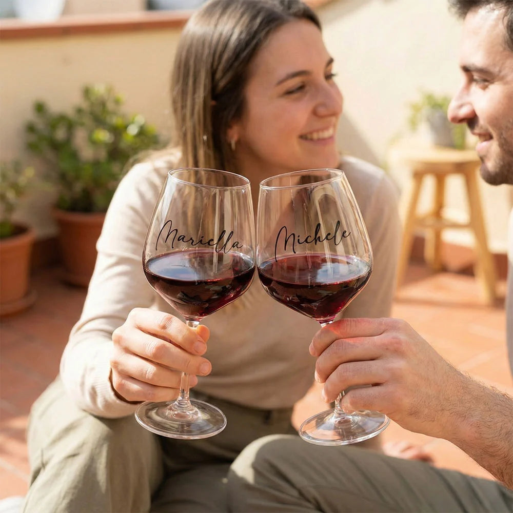 Set 2 calici per vino personalizzabili con nome