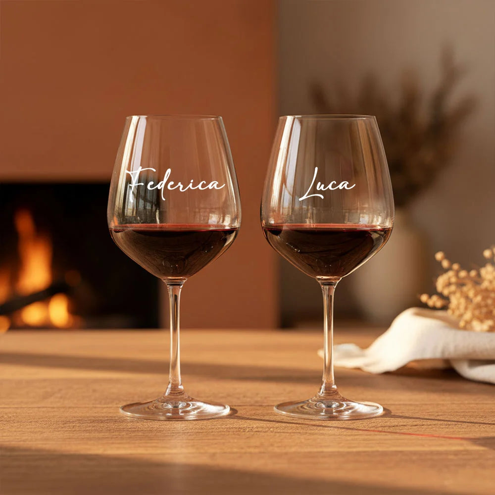 Set 2 calici per vino personalizzabili con nome